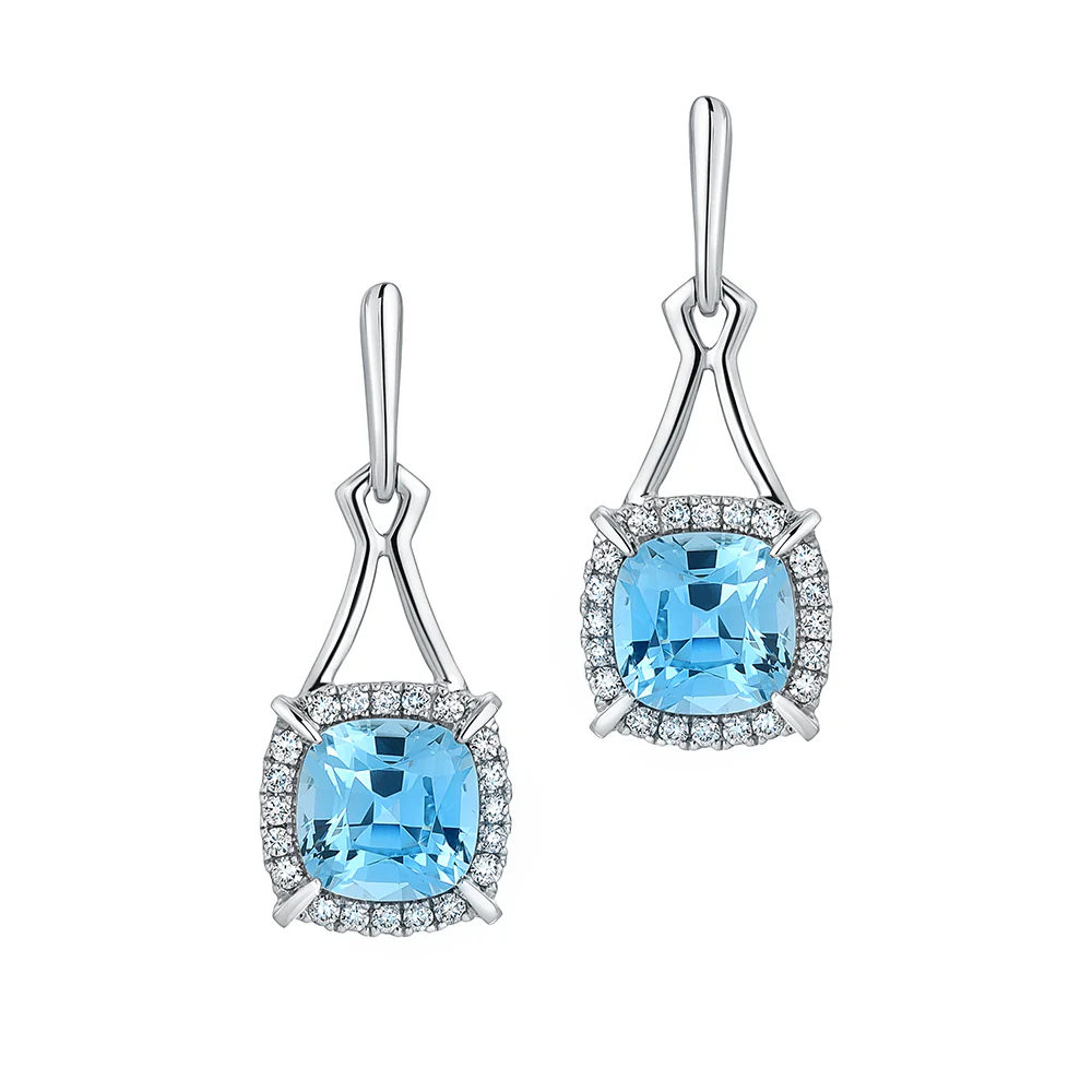Aqua Blue Spinel Earrings