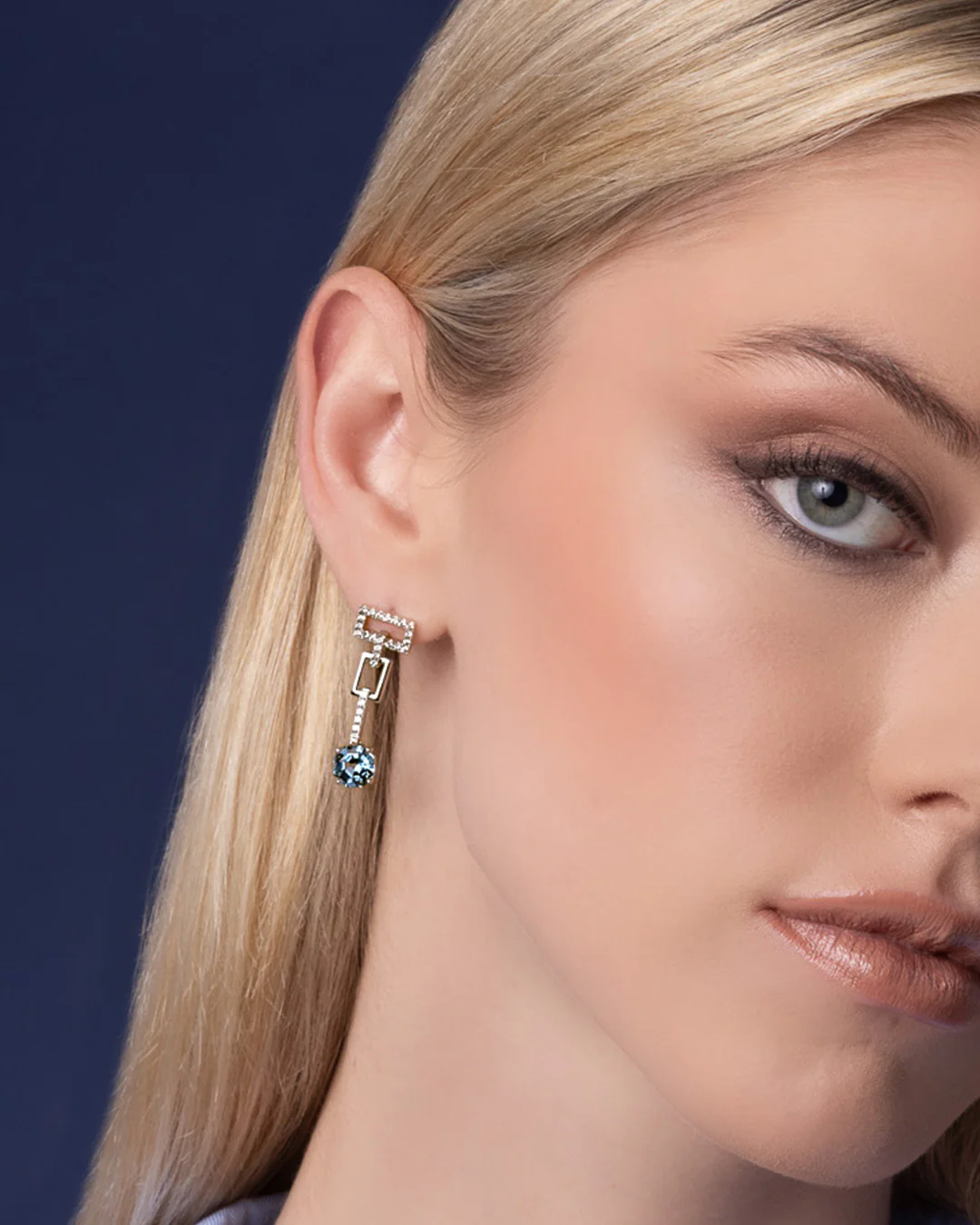 Aqua Blue Spinel Earrings - Image 2