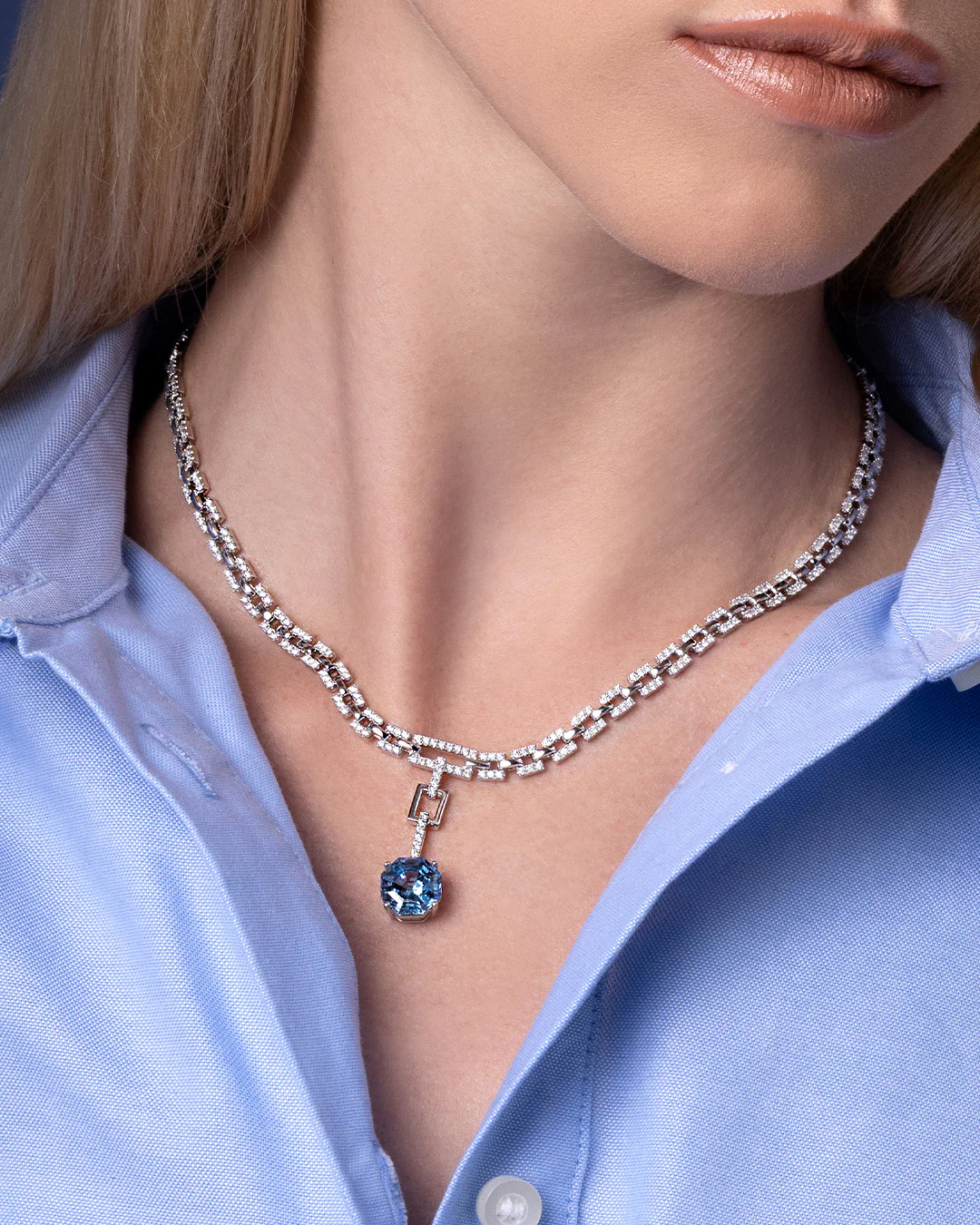 Aqua Blue Spinel Necklace - Image 3