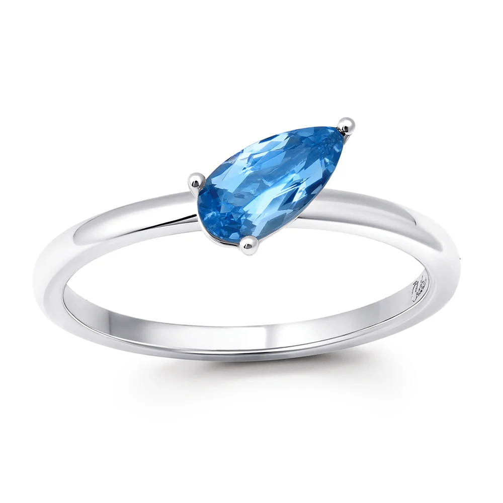 Aqua Blue Spinel Stackable Solitaire Ring